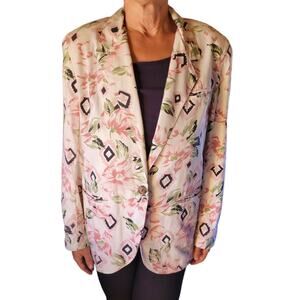 Vintage Floral Blazer - Pink and Black